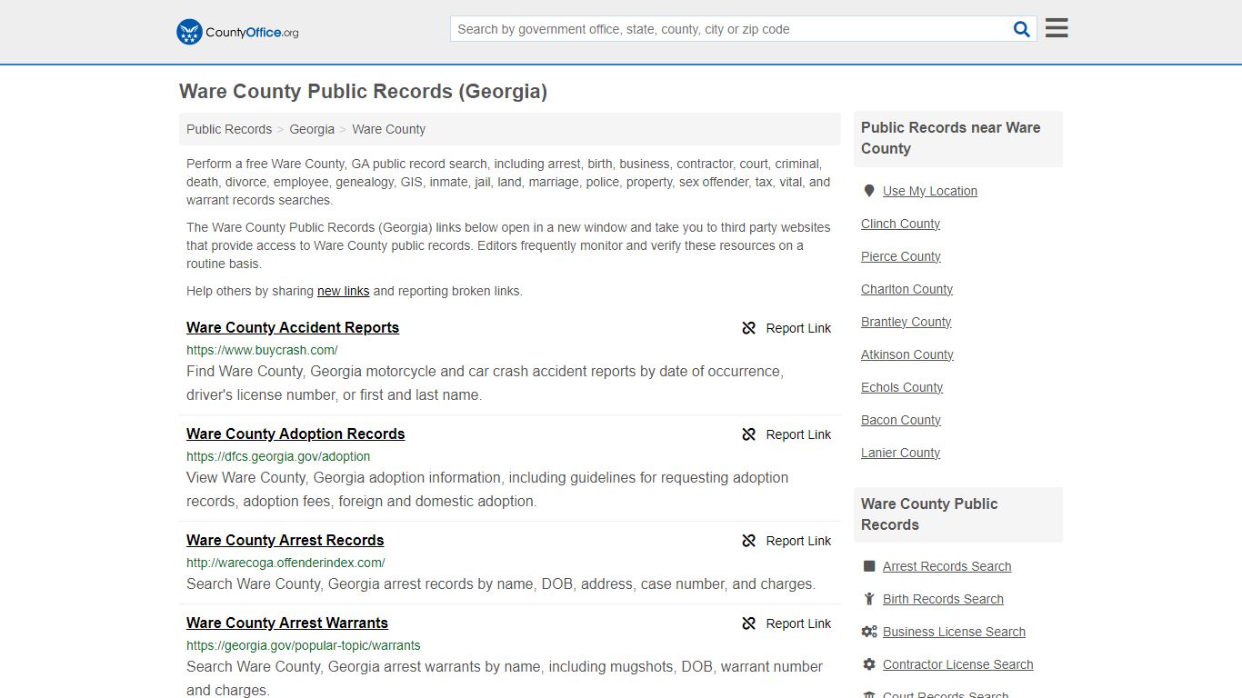 Ware County Public Records (Georgia) - County Office