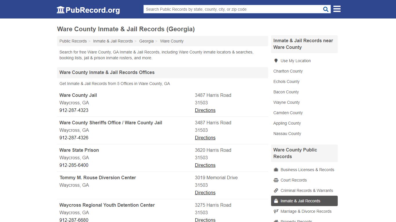 Ware County Inmate & Jail Records (Georgia) - Free Public Records Search